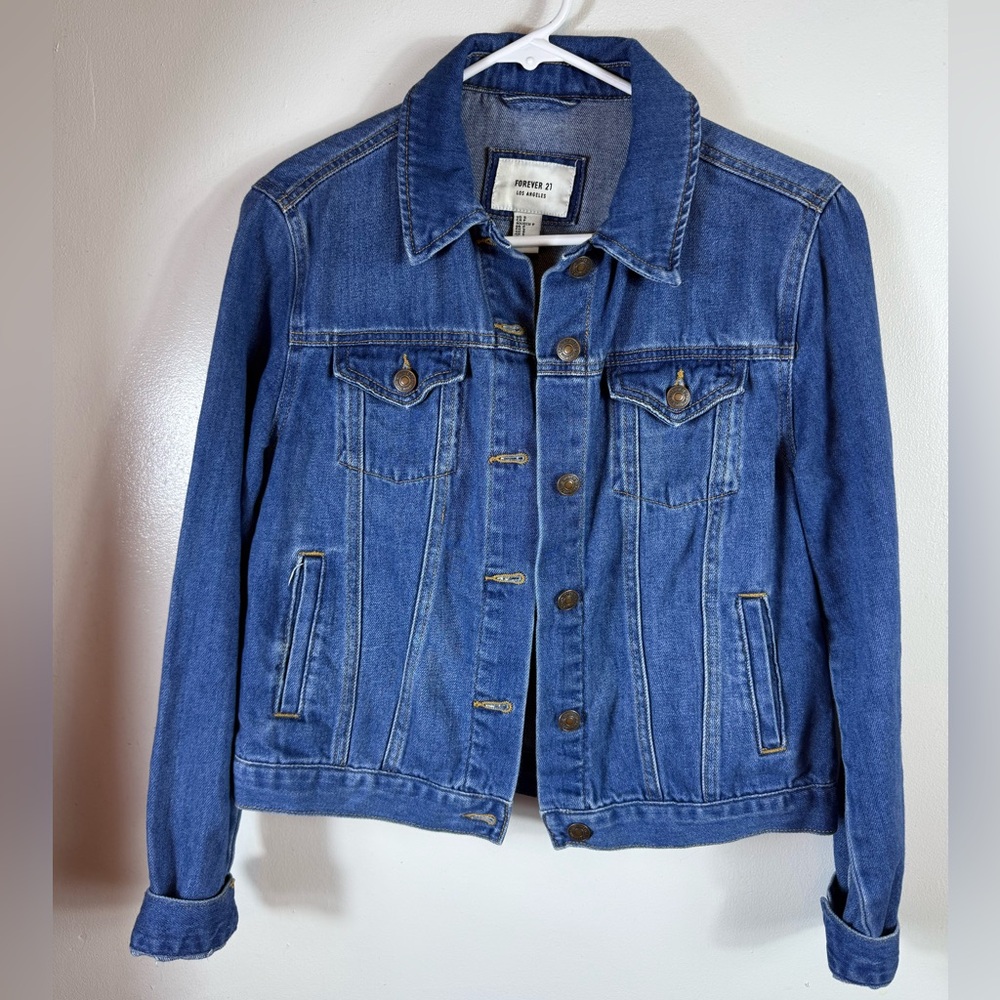 Forever 21 Los Angeles‎ Womens Jean Jacket Size Small Blue Fall School Casual